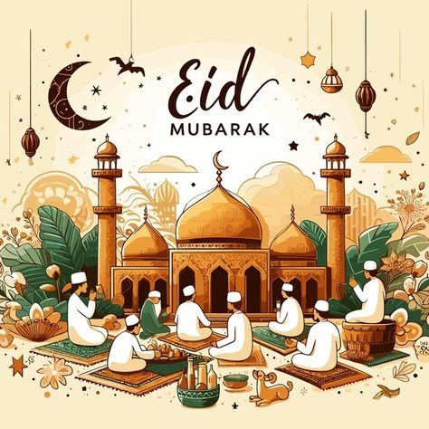 Vector clip art eid mubarak modern desig... | Premium Vector #Freepik #vector #mosque #religious #background #holiday Eid Outfits For Teens, Eid Mubarak Illustration, Eid Gift Ideas, Religious Background, Eid Mubarak Vector, Eid Decor, Iftar Party, Eid Card, Eid Mubarak Card