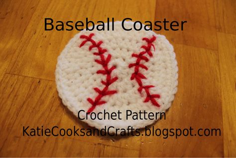 Katie Cooks and Crafts: Baseball Coaster Pattern. ☀CQ #crochet #coasters http://pinterest.com/CoronaQueen/crochet-for-the-home-corona/ Baseball Crochet Pattern, Baseball Crochet, Sport Crafts, Crochet Baseball, Baseball Applique, Crochet Embellishments, Baseball Stuff, Coaster Pattern, Heart Crochet