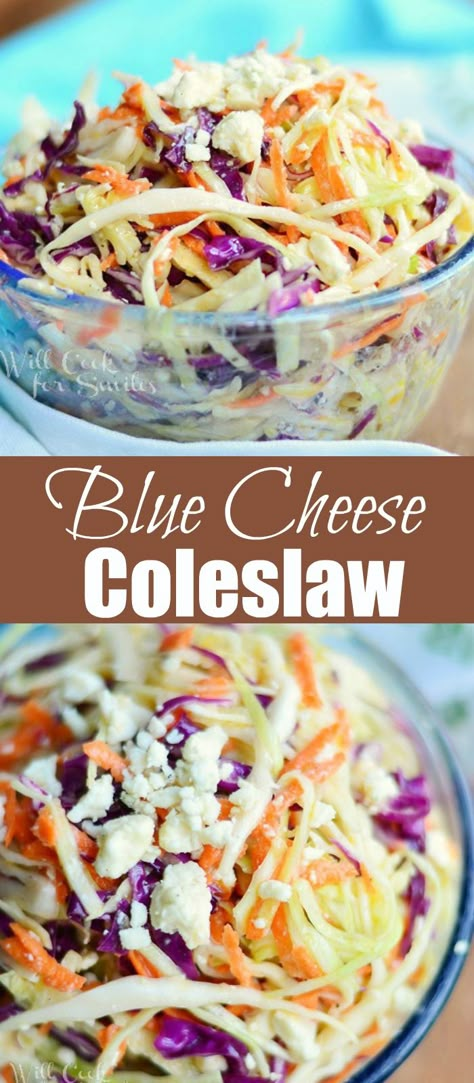 Blue Cheese Coleslaw, Blue Cheese Vinaigrette, Blue Cheese Crumbles, Blue Cheese Recipes, Coleslaw Recipe Easy, Blue Cheese Salad, Vinegar Dressing, Side Dishes For Bbq, Slaw Recipes