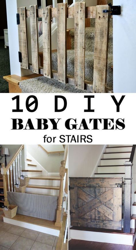 10 DIY Baby Gates for Stairs to keep your children safe from common household dangers. Baby Gates For Stairs, Gates For Stairs, Baby Gate For Stairs, Diy Baby Gate, Baby Nursery Diy, Stair Gate, Baby Gate, Baby Gates, Pet Gate