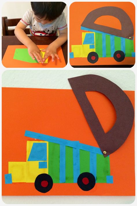 D Is For Dump Truck Craft, Dump Truck Craft For Preschool, Dump Truck Craft, Teddy Bear Room, Letter D Crafts, Truck Crafts, Abc Crafts, Alphabet Letter Crafts, Truck Theme