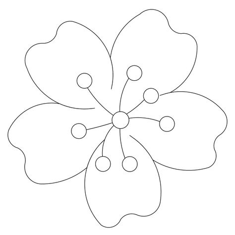 Shop | Category: Flowers / leaves | Product: Sakura or Cherry blossom Motiff How To Draw Sakura Flower, Cherry Blossom Quilt, Cherry Blossom Template, Sakura Flower Drawing, Cherry Blossom Template Free Printable, Cherry Blossom Flower, Sakura Flowers Drawing, Cherry Blossom Crafts For Kids, Draw Sakura Flower