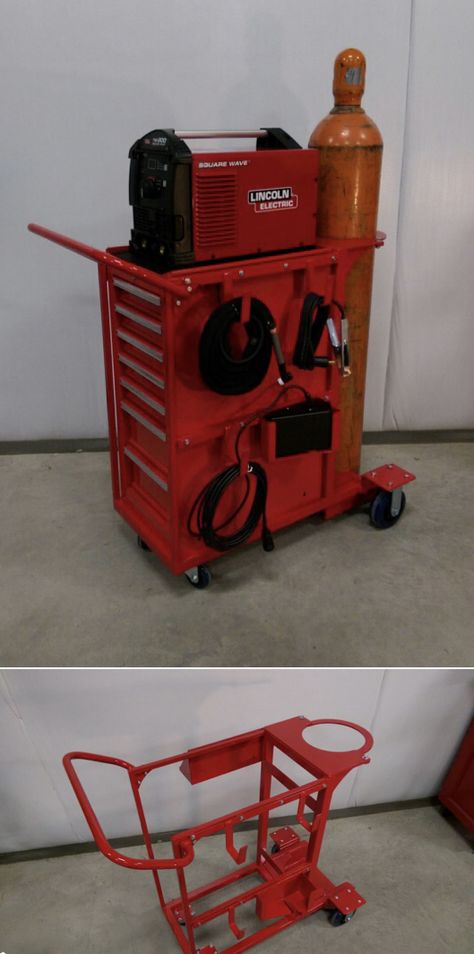 Mig Welder Cart Ideas, Welder Cart Ideas, Diy Welding Cart, Mig Welder Cart, Welding Trolley, Welding Cart Plans, Welder Cart, Lincoln Welders, Welding Table Diy