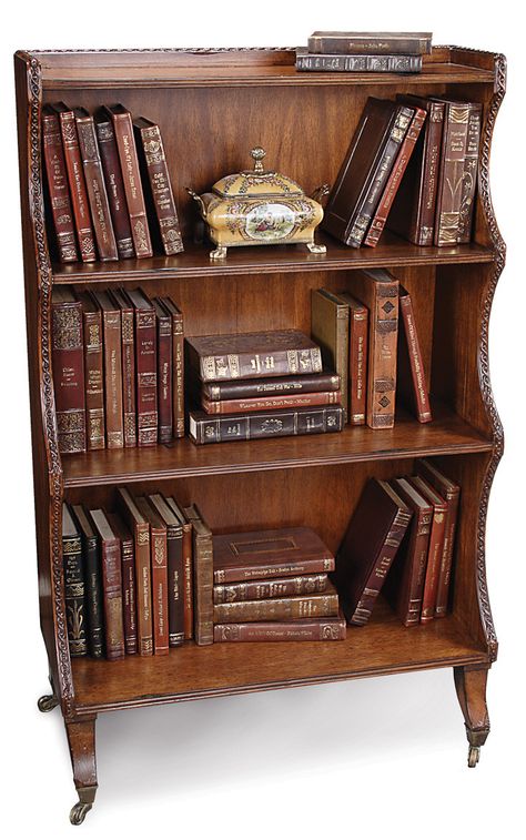 Hand Carved Furniture, Mahogany Bookcase, Antique Bookcase, Carved Furniture, Furniture Storage, Cube Storage, Classic House, Book Decor, Interior Architecture Design