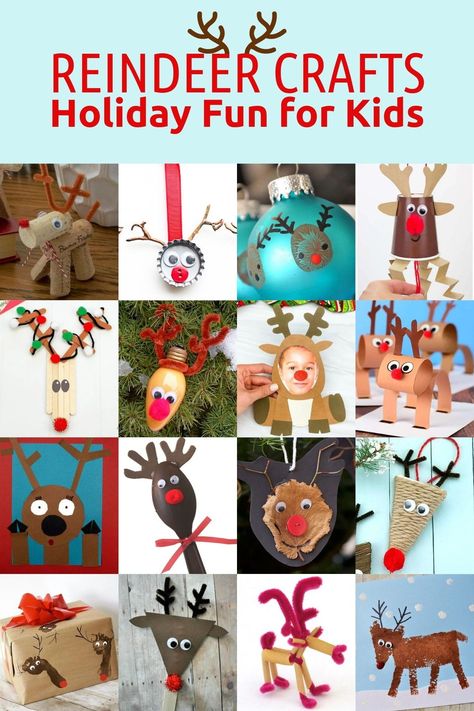 Get your kids in the holiday spirit with these fun and festive reindeer craft ideas. There is something for everyone – ornaments, gifts, decorations, and even a flying Rudolph! Kids Crafts Summertime, Cheap Kids Crafts, Rudolph Crafts, Reindeer Crafts, Reindeer Handprint, Ornaments For Kids, Handprint Ornaments, Reindeer Craft, Rainy Day Crafts