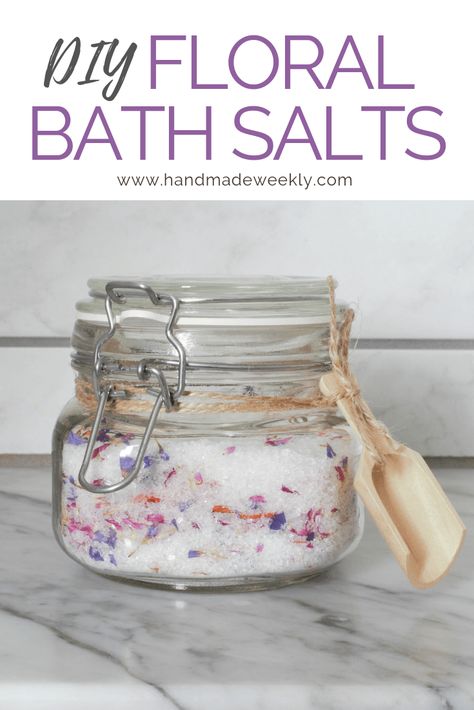 Diy Bath Soak, Floral Bath Salts, Bath Salts Recipe, Bath Salts Diy, Wooden Scoop, Floral Bath, Homemade Bath Products, Bath Salt, Homemade Beauty Products