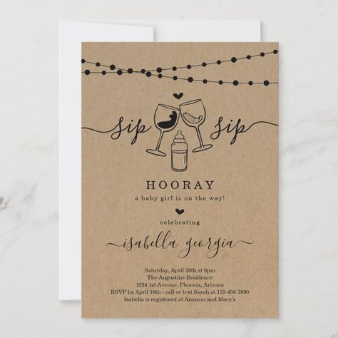 Funny Wine Sip Sip Hooray Baby Shower Invitation  Zazzle Rustic Baby Shower Invitations, Outside Baby Showers, Free Birthday Card, Sip Sip Hooray, Funny Wine, Rustic Baby Shower, Wine Theme, Wine Humor, Create Your Own Invitations