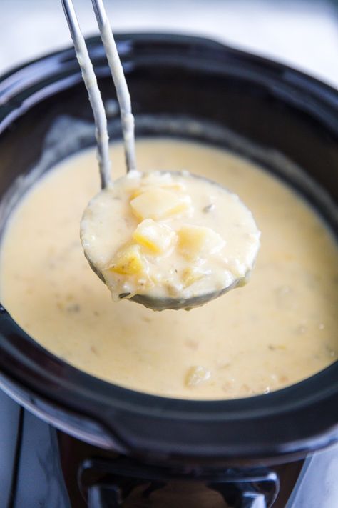 Crockpot Potato Soup - Food with Feeling Potato Soup Crock Pot Easy, Crockpot Potato Soup, Soup Crock Pot, Crockpot Potato, Homemade Potato Soup, Best Potato Soup, Slow Cooker Potato Soup, Slow Cooker Potatoes, Cream Of Potato Soup