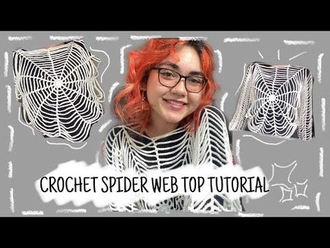 (6) ✧*:･ﾟSpider-Web Top Crochet Tutorial - step-by-step 🕸 *:･ﾟ - YouTube Crochet Cobweb Top, Spiderweb Crochet Top Pattern Free, Spider Crochet Top, Spiderweb Crochet Pattern Free, Spider Web Top Crochet, Punk Crochet Patterns Free, Spiderweb Crochet Top, Crochet Spider Web Top, Spiderweb Crochet