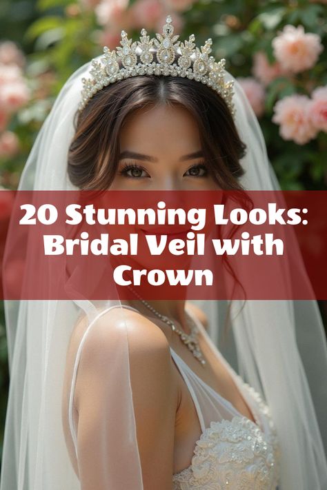 Did you know that a bridal veil with crown can transform your entire wedding look into something truly magical? Discover the latest trends in veils and tiaras that perfectly complement your dream gown. Unveil the secrets to chic styles, from lace embellishments to sparkling gemstones. Step into a world where elegant wedding accessories meet eternal romance. Click to explore our gallery with breathtaking ideas that'll make you the queen of your day! Wedding Veil And Crown, Bridal Hair With Tiara And Veil, Bridal Hair With Crown, Veil With Crown, Bridal Crown And Veil, Veil And Crown, Headband And Veil, Wedding Crown Veil, Crown Styles