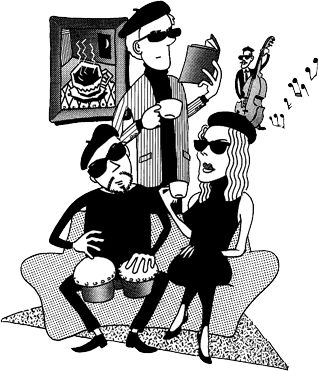 According to Wikipedia, the term "Beatnik" was a young person in the 1950s and early 1960s belonging to a subculture associated with the beat generation. Beatnik Style 1960s, Whimsical Art Drawings, Cartoon Tips, Beat Poetry, Godzilla Movie, Beatnik Style, King Kong Vs Godzilla, Mod Art, French New Wave