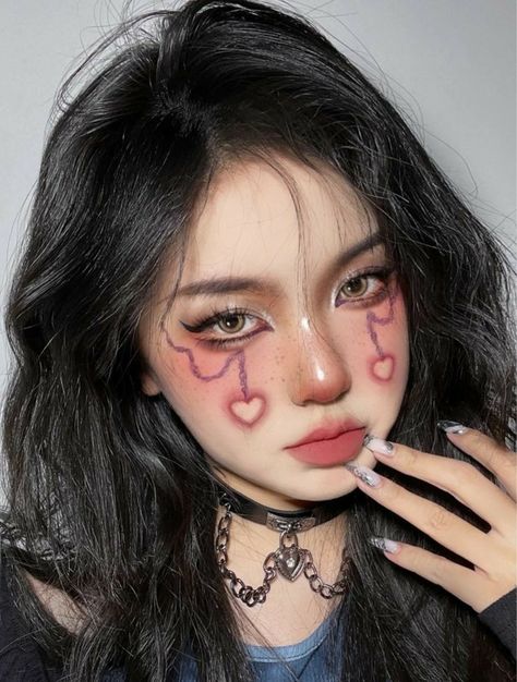 Festive Makeup, Performance Makeup, Doll Eye Makeup, Ulzzang Makeup, Ethereal Makeup, Valentines Makeup, Creative Eye Makeup, Asian Eye Makeup, Crazy Makeup