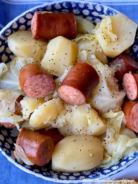 The Southern Lady Cooks Cabbage Potatoes, The Southern Lady Cooks, Southern Lady Cooks, Cabbage And Potatoes, Southern Lady, Cabbage Recipes, Super Easy Recipes, Southern Cooking, Smoked Sausage