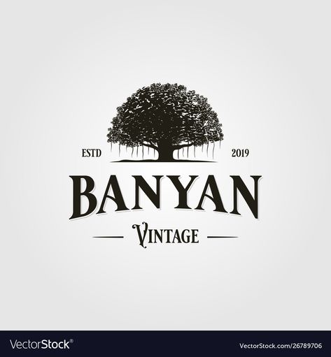 Banyan Tree Illustration, Wood Logo Branding, Farmer Logo, Gardener Logo, Log Design, Tree Logo Design, Retro Logo Design, Tree Icon, Tree Logo