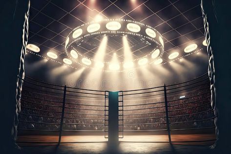 Empty boxing arena for competitions mixed martial arts MMA royalty free stock photo Boxing Background, Boxing Arena, Vector Food, Mike Tyson, Mixed Martial Arts, Ufc, Anime Fanart, Martial Arts, Stock Illustration