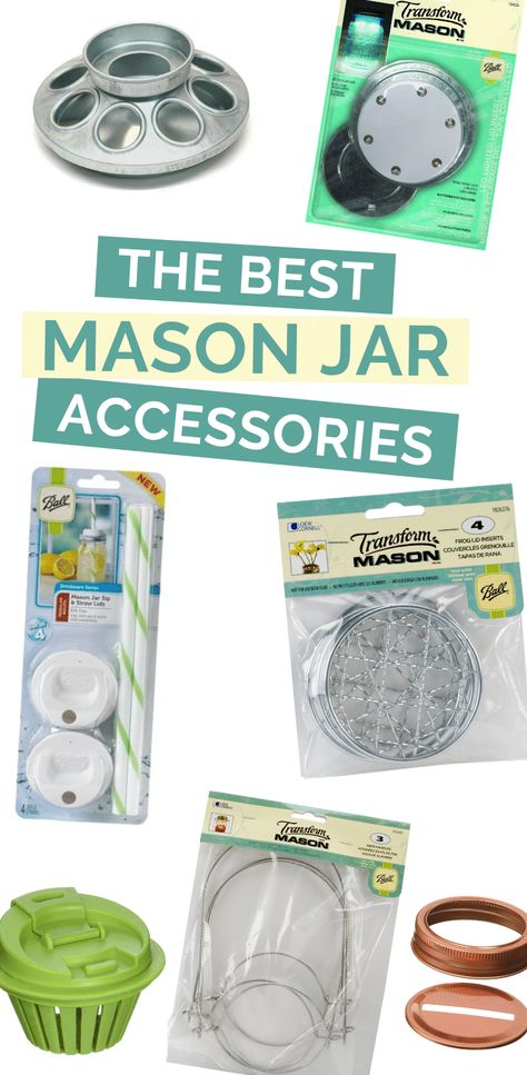 MIXING AND MATCHING MASON JAR ACCESSORIES #crafts #masonjars Mason Jar Hacks, Ball Jar Crafts, Craft With Mason Jar Lids, Wide Mouth Mason Jars Ideas, Mason Jar Uses, Diy Mason Jar Ideas, Mason Jar Attachments, What To Do With Mason Jar Lids, Decorative Mason Jar Lids