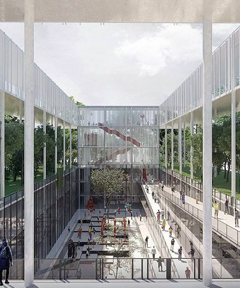 public void fosters interaction in has architecture's proposal for the north design union in china Void Design Architecture, Modernism Architecture, Void Design, Foster Architecture, Ramps Architecture, Ramp Design, Atrium Design, North Design, Public Space Design