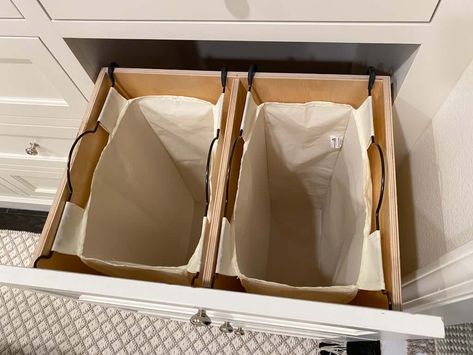 Laundry Hamper: 5 Genius Reasons to AVOID Standard & Go Hidden! Laundry Pull Out Cabinets, Built In Laundry Hamper Master Closet, Laundry Hamper In Closet, Closet Hamper Ideas, Pull Out Hamper Cabinet, Hamper In Closet, Laundry Room Hamper Ideas, Laundry Room With Toilet, Pull Out Laundry Hamper