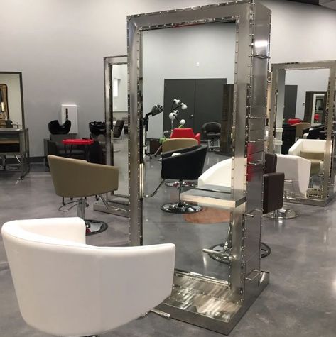 Hair Styling Station, Barber Mirror, Barber Sign, Barber Station, Salon Mirror, Minerva Beauty, Hair Stations, Salon Styling Stations, Salon Mirrors