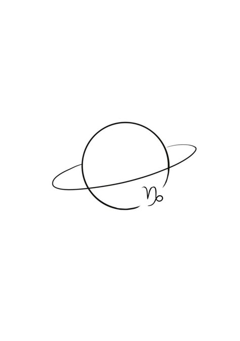 Capricorn And Saturn Tattoo, Capricorn Line Tattoo, Saturn Tattoo Capricorn, Dainty Saturn Tattoo, Tattoo Ideas Saturn, Capricorn Line Art, Saturn Symbol Tattoo, Capricorn Saturn Tattoo, Saturn Drawing Simple