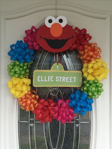 Elmo Decorations Diy, 1st Birthday Party Sesame Street, Sesame Themed Birthday Party, Easy Sesame Street Decorations, Sesame Street Appetizers, Diy Sesame Street Decorations First Birthdays, Sesame Street Elmo Birthday Party Ideas, 2nd Sesame Street Birthday Party, Elmo Birthday Banner