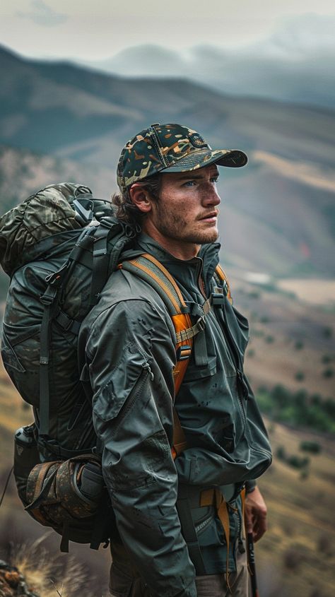 Rugged Mountain Trek: A lone male #adventure with a heavy #gear gazes out over the #landscape. #hiker #mountains #backpack #trekking #outdoors #aiart #aiphoto #stockcake ⬇️ Download and 📝 Prompt 👉 https://stockcake.com/i/rugged-mountain-trek_845529_737905 Trekking Outfit Men, Heavy Gear, Trekking Outfit, Scenic Travel, Misty Mountain, Rugged Men, Hiking Fashion, Adventure Gear, Winter Outfits Men