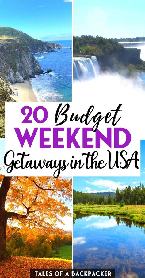 20 Budget Weekend Getaways in the USA -Do you need a weekend away with your other half? Check out these recommendations for the best cheap weekend getaways for couples in the USA - perfect for a romantic weekend away on a budget! | Budget Travel | Couples Travel | Weekend Getaways in the USA | Cheap Weekends Away | Cheap Valentines Getaways in the USA Cheap Vacation Ideas For Couples, Cheap Getaways, Getaways For Couples, Cheap Weekend Getaways, Weekend Getaway Ideas, Weekend Getaways For Couples, Travel Couples, Long Weekend Getaways, Couples Travel