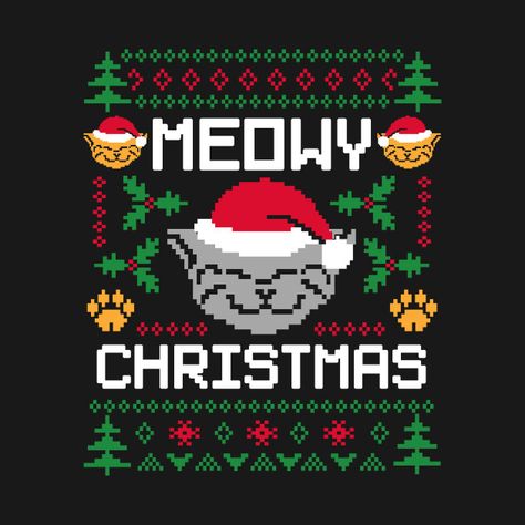 Ugly Sweater Contest, Meowy Christmas, Cat Facts, Crochet Motifs, Christmas Cross, Christmas Knitting, Loom Knitting, Sweater Design, Christmas Cross Stitch