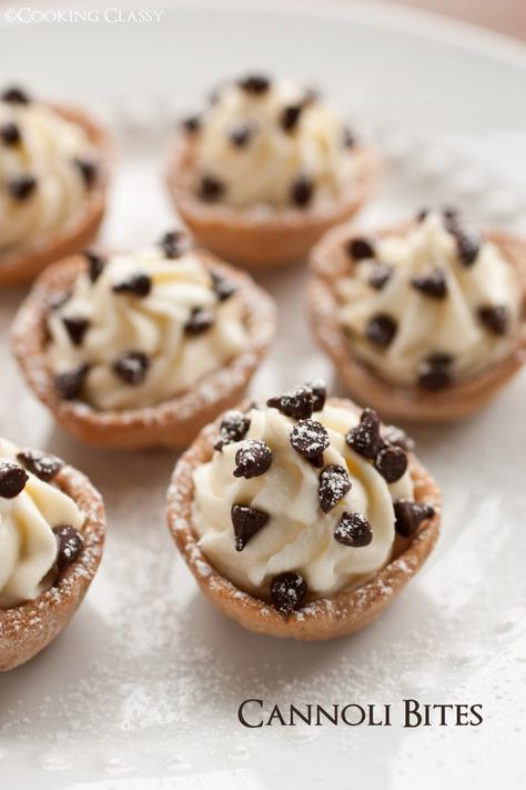 Cannoli Bites - Cooking Classy Cannoli Bites, Dessert Cannoli, Cannoli Filling, Small Desserts, S'mores, Cooking Classy, Poke Cake, Cupcake Cake, Italian Desserts