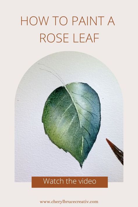 watercolour (Watercolor) painting of rose leaf which is a snippet from the video painting rose leaf Painting A Rose, Paint A Rose, Rose Leaf, Watercolor Flowers Tutorial, Watercolor Paintings For Beginners, Watercolour Inspiration, Abstract Watercolor Art, Rose Leaves, Watercolor Paintings Tutorials