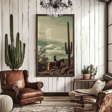 Transform your space with our stunning collection of vintage western art posters. Perfect for enthusiasts of classic cowboy culture and the untamed beauty of the Wild West, our high-quality poster prints capture the essence of western scenes with rich details and vibrant colors. 𝐅𝐞𝐚𝐭𝐮𝐫𝐞𝐬: *Premium Quality: Printed on high-grade paper to ensure long-lasting durability and a professional finish. *Variety of Sizes: Available in multiple dimensions to fit any space, from small cozy corners t Vintage Western Furniture, Texas Chic Home Decor, Western Bedroom Wall Decor Ideas, Cowhide Picture Wall, Western Elegance Decor Home, Western Inspired Home Decor, Boho Western Decor Living Room, Americana Office Decor, Clean Western Aesthetic