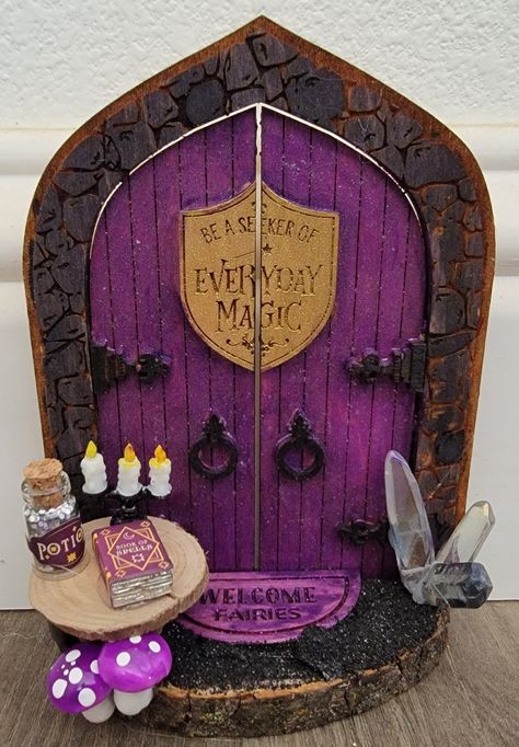 Halloween Fairy Door, Polymer Clay Fairy Doors, Witchy Dollhouse, Diy Fairy Door, Evil Fairy, Fairy Garden Doors, Clay Fairy, Gnome Door, Polymer Clay Fairy