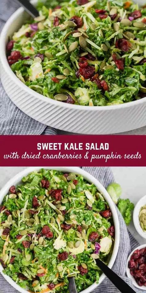 Salad With Dried Cranberries, Kale Sweet Potato Salad, Sweet Kale Salad, Kale Quinoa Salad, Kale Salad Recipes, Poppy Seed Dressing, Fresh Salad Recipes, Kale Recipes, Cold Salad