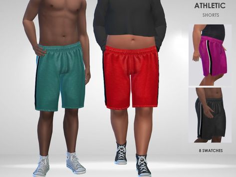 The Sims Resource - Athletic Shorts Sims 4 Basketball Shorts, Sims 4 Cc Male Gym Shorts, Classy Sweater, Dots Outfit, Candy Dress, Blue Denim Dress, Polka Dots Outfit, Denim Crop Top, Gym Shorts