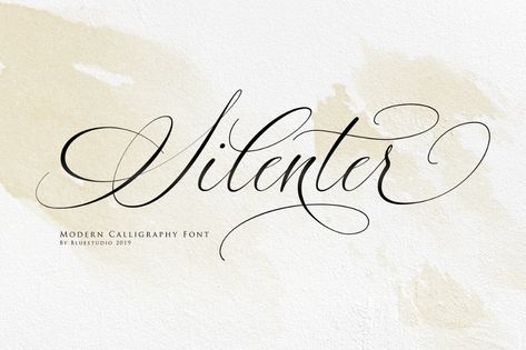 Silenter / Modern Calligraphy Font | Script Fonts ~ Creative Market As Logo Design, Font Maker, Fonts Creative, Calligraphy I, Modern Calligraphy Fonts, Modern Script Font, Logo Design Branding, Creative Fonts, Wedding Fonts