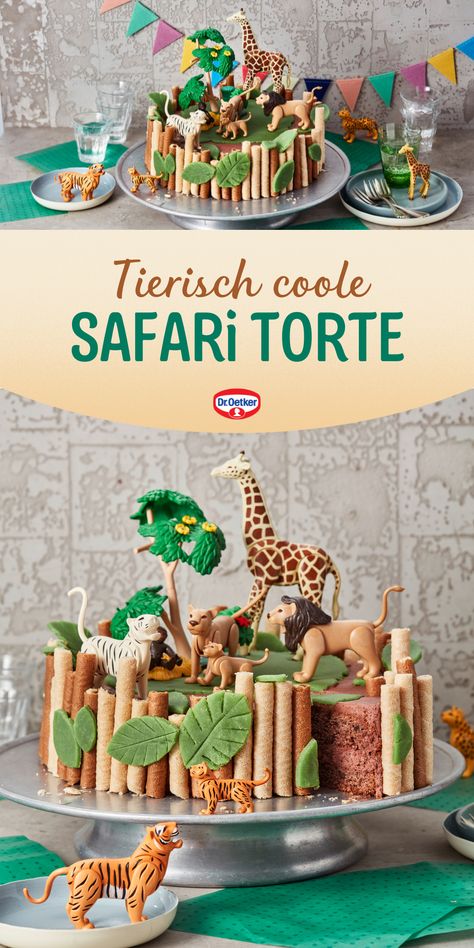 Dieses Dschungel-Torte Rezept mit Spielzeug-Tieren ist nicht schwierig zu machen. Eine leckere Torte mit Schoko-Sahne, Waffelkeksen und Marzipan! Dr. Oetker Rezepte, Kindergeburtstag Kuchen Ideen, Kindergeburtstag Cupcakes, Kindergeburtstag Rezepte, Dschungel Torte, Dschungel Party, Dschungel Torte Kinder, Dschungel Torte Rezept, Kindergeburtstag, Kindergeburtstag Motto Ideen, Kindergeburtstag Mottoparty, Kindergeburtstag Motto, Safari Torte, Safari Geburtstagsfeier Animal Jungle Cake, Tier Torte, 1st Birthday Foods, Jungle Birthday Cakes, Safari Cupcakes, Zoo Birthday Party, Animal Birthday Cakes, Jungle Cake, Safari Cakes