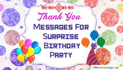 Beautiful Thank You Messages for Surprise Birthday Party | Best Message Birthday Cake Messages, Thank You Quotes For Birthday, Birthday Messages For Sister, Surprise Birthday Cake, Birthday Message For Husband, Surprise Quotes, Thank You Sister, Birthday Wishes For Boyfriend, Surprise Birthday Party