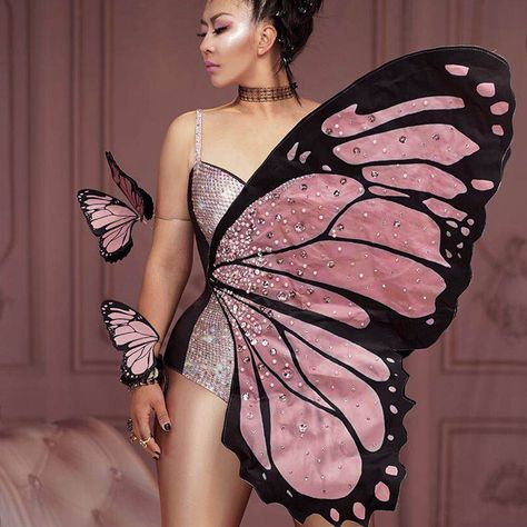 Bodysuit Dance Costume, Pink Butterfly Wings, Butterfly Halloween, Aerial Costume, Halloween Bodysuit, Butterfly Costume, Plus Size Halloween Costume, Bodysuit Costume, Butterfly Fashion