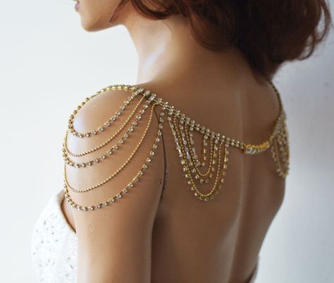 Shoulder Necklace, Gold Wedding Dress Shoulder Jewelry,  Rhinestone Shoulder Necklace, Crystal Bridal Body Jewelry, Wedding  Dress Accessory Bridal Body Jewelry, Wedding Accessories For Bride, Crystal Wedding Dress, Shoulder Jewelry, Shoulder Necklace, Gold Wedding Dress, Bridal Accessories Jewelry, Wedding Dresses With Straps, Wedding Belts