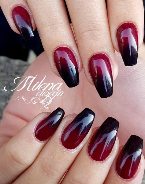 Black Ombre Nails, Red Ombre Nails, Unghie Sfumate, Dark Red Nails, Red Nail Art, Gothic Nails, Her Nails, Ombre Nail Designs, Red Nail Designs