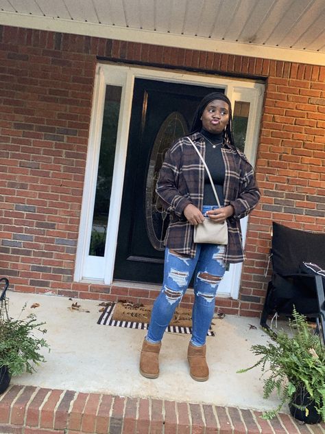 #blackgirlmagic #fallfashion #flannel #aesthetic #trending #uggsboots Flannel Outfit Black Women, Flannel Outfits Black Women, Brown Flannel Outfit, Flannel Aesthetic, Flannel Outfit, Outfits Black Women, Outfit Black Women, Brown Flannel, Flannel Outfits