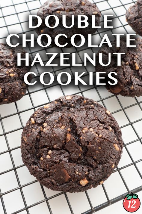 Double Chocolate Hazelnut Cookies | 12 Tomatoes Nutella Bread Pudding, Chocolate Hazelnut Cookies, Nutella Bread, Dutch Cocoa, 12 Tomatoes Recipes, Hazelnut Cookies, Nutella Cookies, Double Chocolate Cookies, 12 Tomatoes