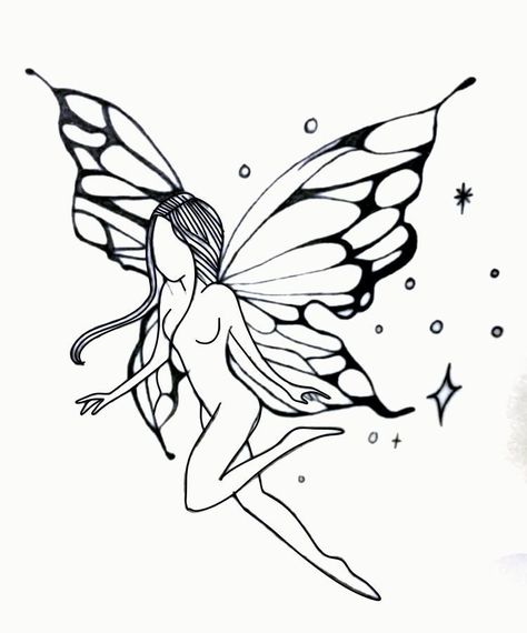 Elf Tattoos For Women, Fairy Stencil, Simple Heart Tattoos, Pencil Drawings Of Flowers, Fairy Silhouette, Fairy Tattoo Designs, Sharpie Tattoos, Fairy Drawings, Wicked Tattoos