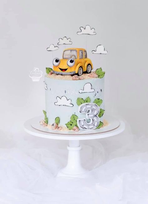 Cars Cake Design, 1st Year Cake, Cars Theme Cake, Cake Designs For Kids, Thematic Cake, Baby First Birthday Cake, Cake Models, Farm Cake, Watercolor Cake