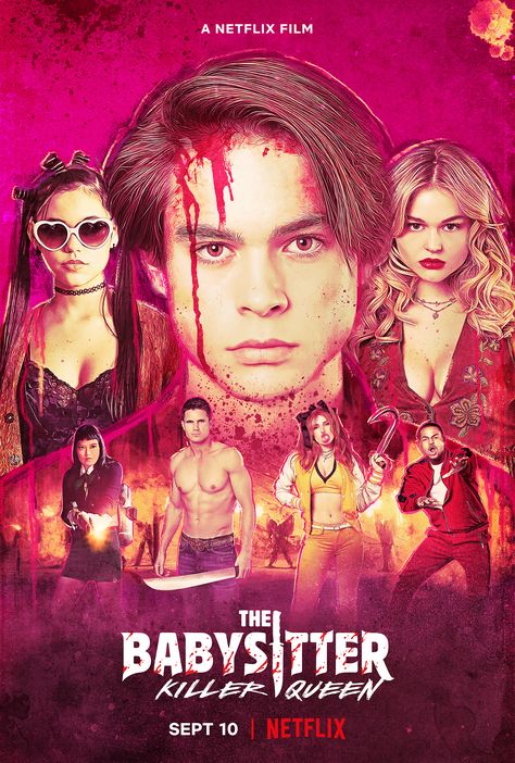 The Babysitter : Killer Queen - January 30 , 2021 Babysitter Movie, The Babysitter Killer Queen, Judah Lewis, Queen Movie, Robbie Amell, The Babysitter, Queen Poster, American Comedy, Film Horror