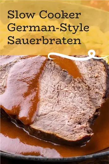 Slow Cooker German-Style Sauerbraten Recipe - Magic Skillet Sauerbraten Recipe Slow Cooker, Chicken Gumbo Soup Recipe, Crockpot Beef Recipes, Gumbo Soup Recipe, Slow Cooker Turkey Meatballs, Sauerbraten Recipe, Chicken Gumbo Soup, Slow Cooker Salmon, Italian Beef Stew