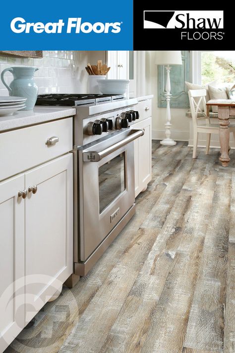 Consider using the floor in your kitchen to add a little bit of color. White kitchens can be sleek, but a pop of color is trending! https://www.greatfloors.com/flooring/laminate/products/?fwp_brand=shaw-floors #greatfloors #shawflooring #shawfloors #kitchenremodel #kitchenlaminate #shawlaminate #kitcheninspo #woodfloors #hardwoodfloors #remodeling #floors #laminateflooring #hardwoodflooring #flooringdesign #flooringideas #flooringinstallation #shopgreatfloors Loose Lay Vinyl Plank Flooring, Retail Flooring, Shaw Flooring, Laminate Kitchen, Emser Tile, Flooring Projects, Flooring Store, Vinyl Plank Flooring, Luxury Vinyl Flooring