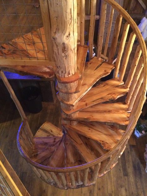 Beautiful Spiral staircase Design Ideas You Will Love - Engineering Discoveries Wooden Spiral Staircase, Staircase Design Ideas, Rustic Staircase, Staircase Ideas, Modern Stairs, Spiral Stairs, Wooden Stairs, Log Cabin Homes, Grill Design