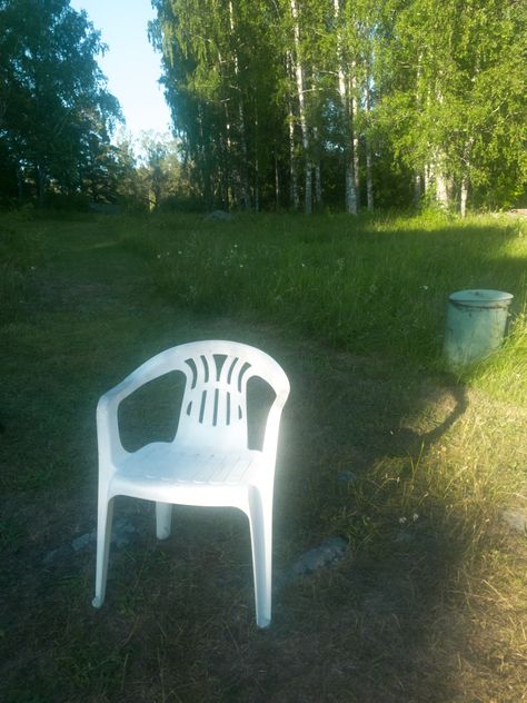 White Plastic Chair, Plastic Chair Design, White Plastic Chairs, Random Places, Plastic Decking, Plastic Garden, Lawn Chair, White Chair, Lawn Chairs