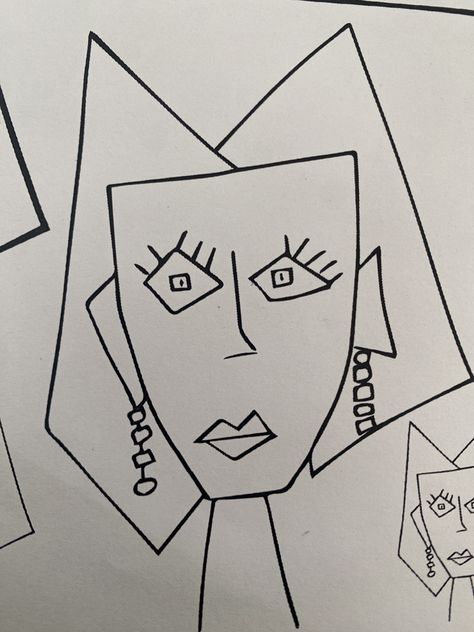 Cubism Art Ideas Easy, Picasso Faces, Pablo Picasso Cubism, Beginner Quilt Patterns Free, Shapes Lessons, Picasso Cubism, Creative Self Portraits, Picasso Drawing, Pablo Picasso Art